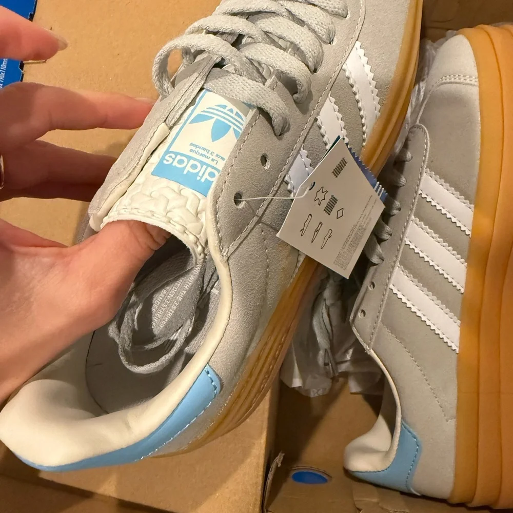 adidas Gazelle Gray and Blue Sneakers - Picture 2 of 4